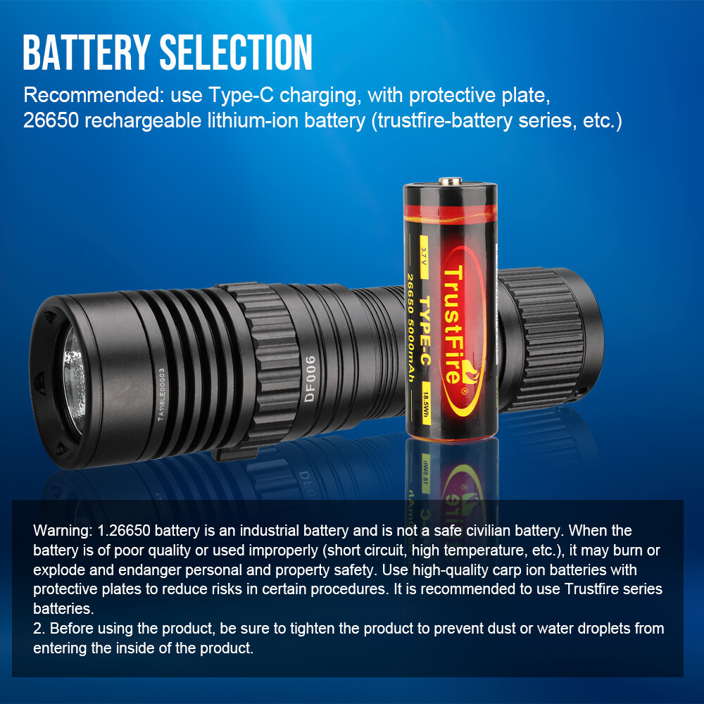 Trustfire 2300LM Waterproof LED Diving Light Scuba Flashlight for Snorkeling Z