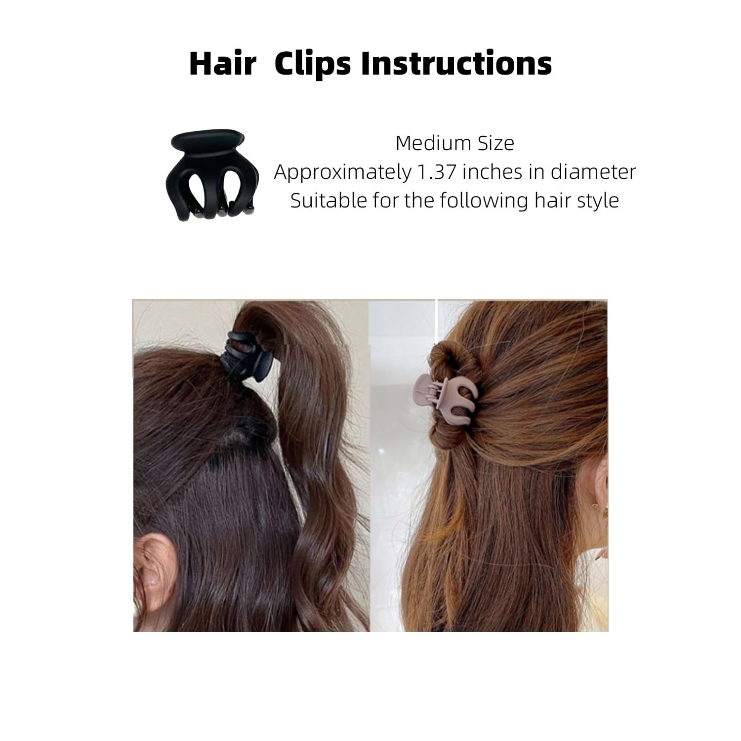 A Set of Black Hair Clips in Various Sizes, which can be used to Clip Ponytai…
