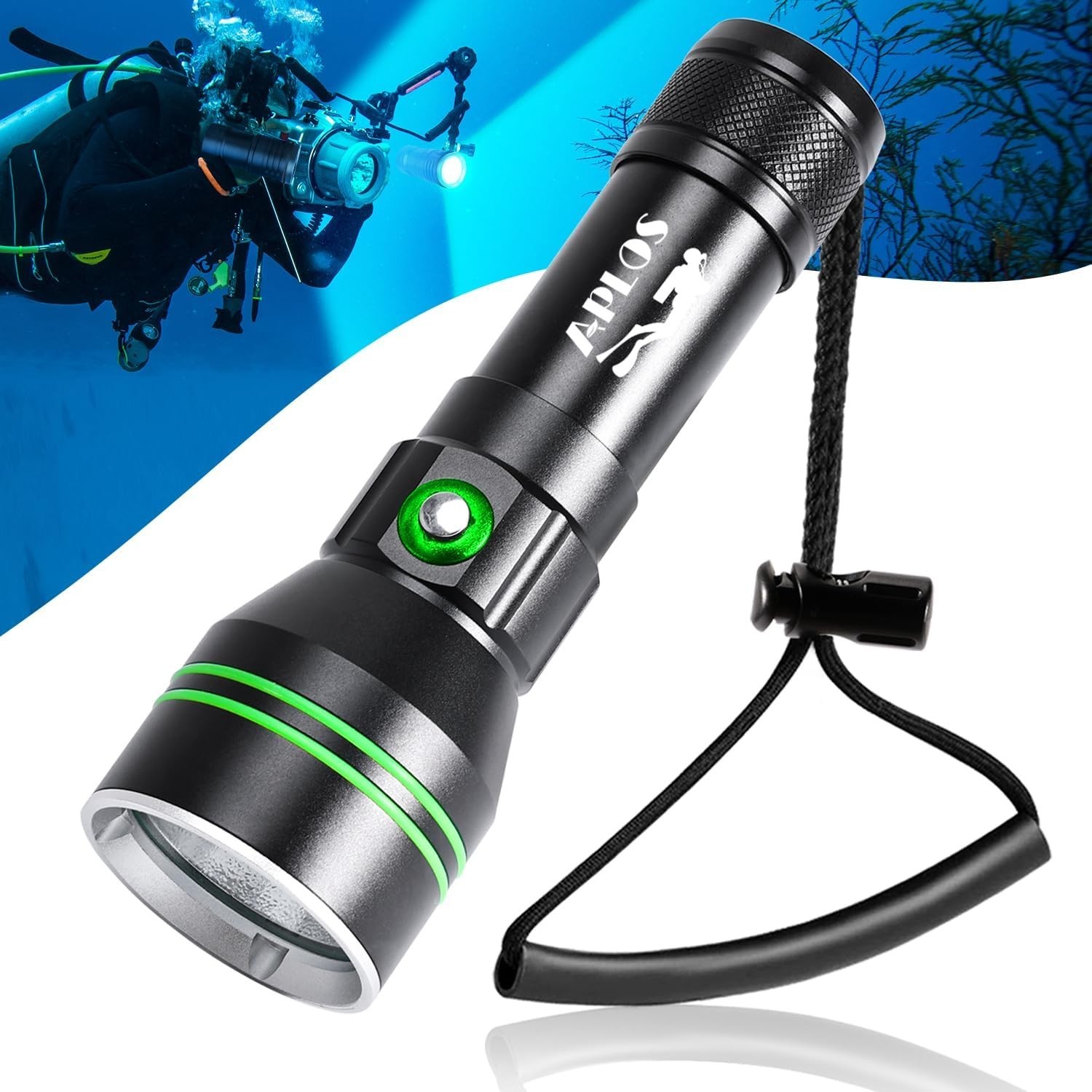 APLOS AP50 Scuba Diving Flashlight – Super Bright 5000 Lumen, 110 Meters