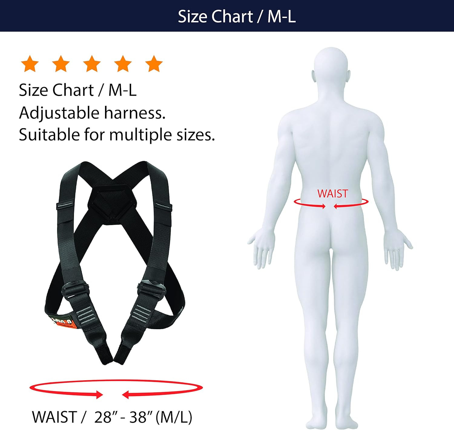 Chest Harness Stika – (5,000 LBS Rated) Heavy Duty Chest Harness for Hiking, Tre