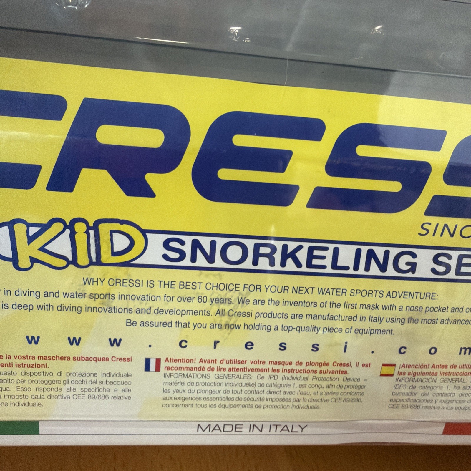 CRESSI KIDS SNORKELING SET Size M~NEW~ MADE IN ITALY