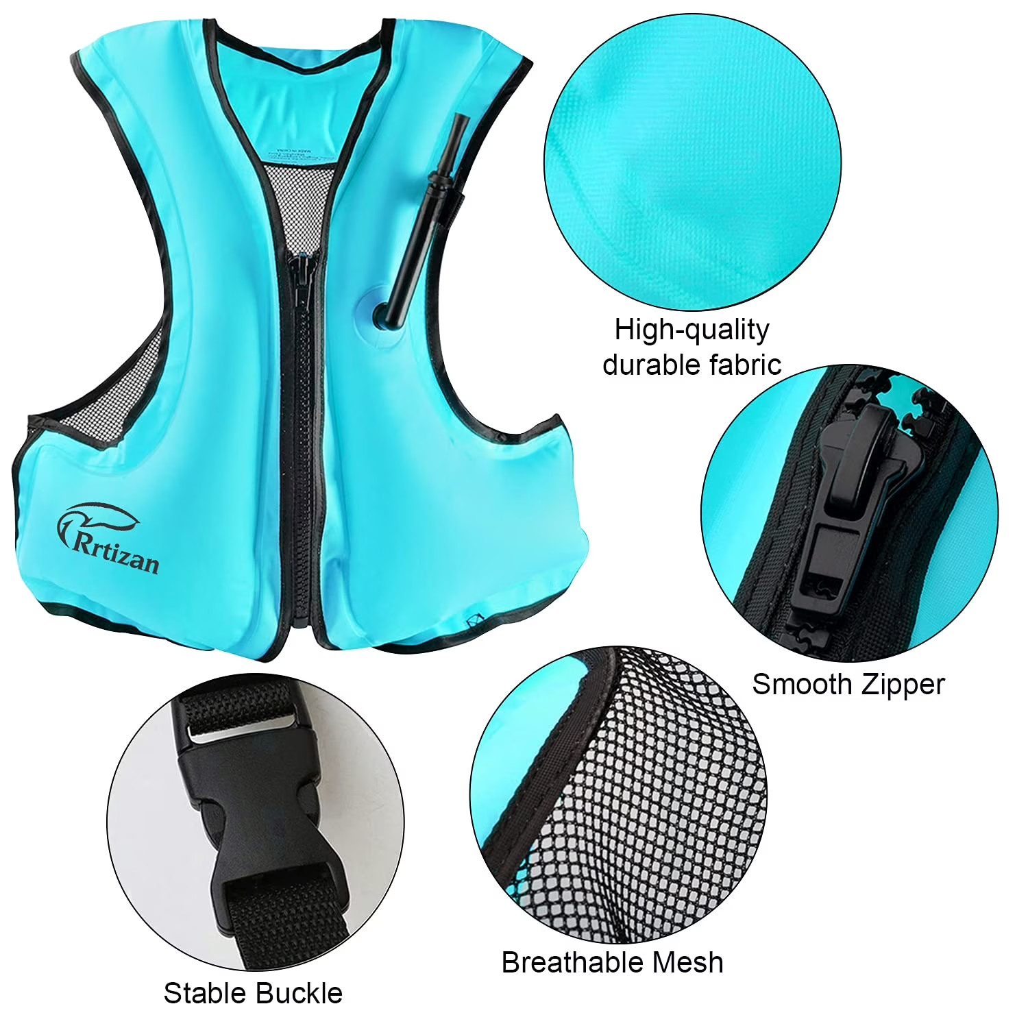 Rrtizan Adults Inflatable Swim Vest, Portable Snorkel Vest, S/M