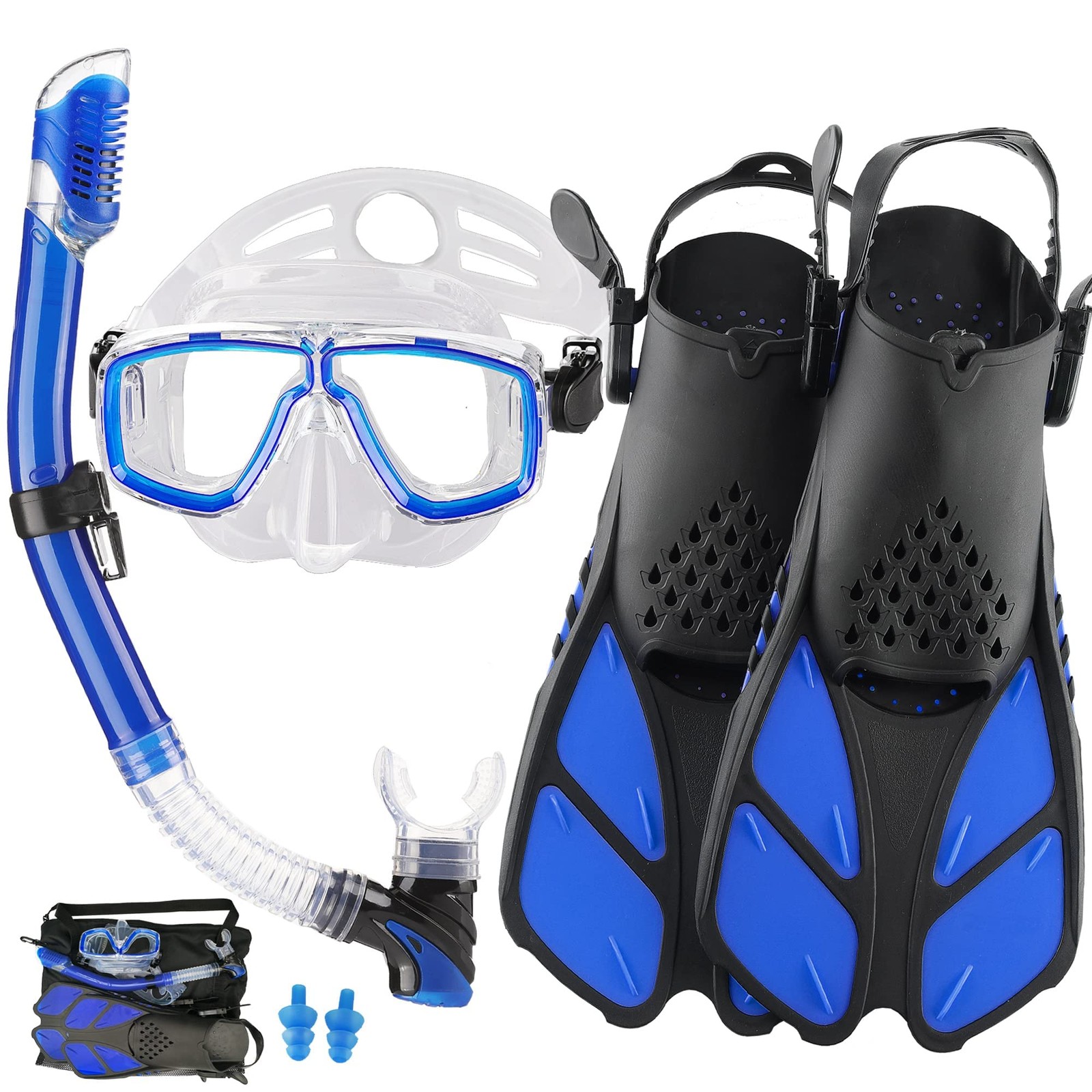 DiVLMT Snorkeling Gear for Adults with US Men 4-8.5 | Lady 6-9.5, Blue