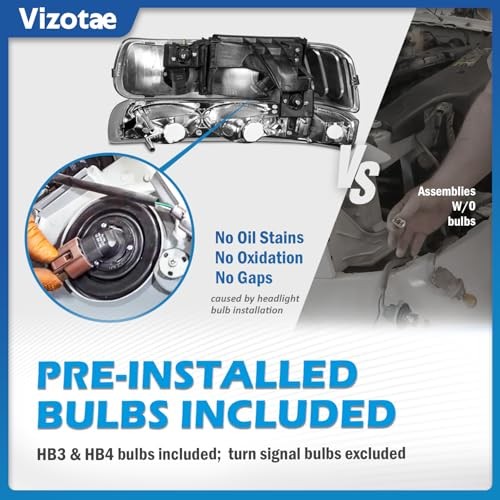 Headlights Assembly OE Replacement Chrome Housing | With High & Low Beam Bulbs