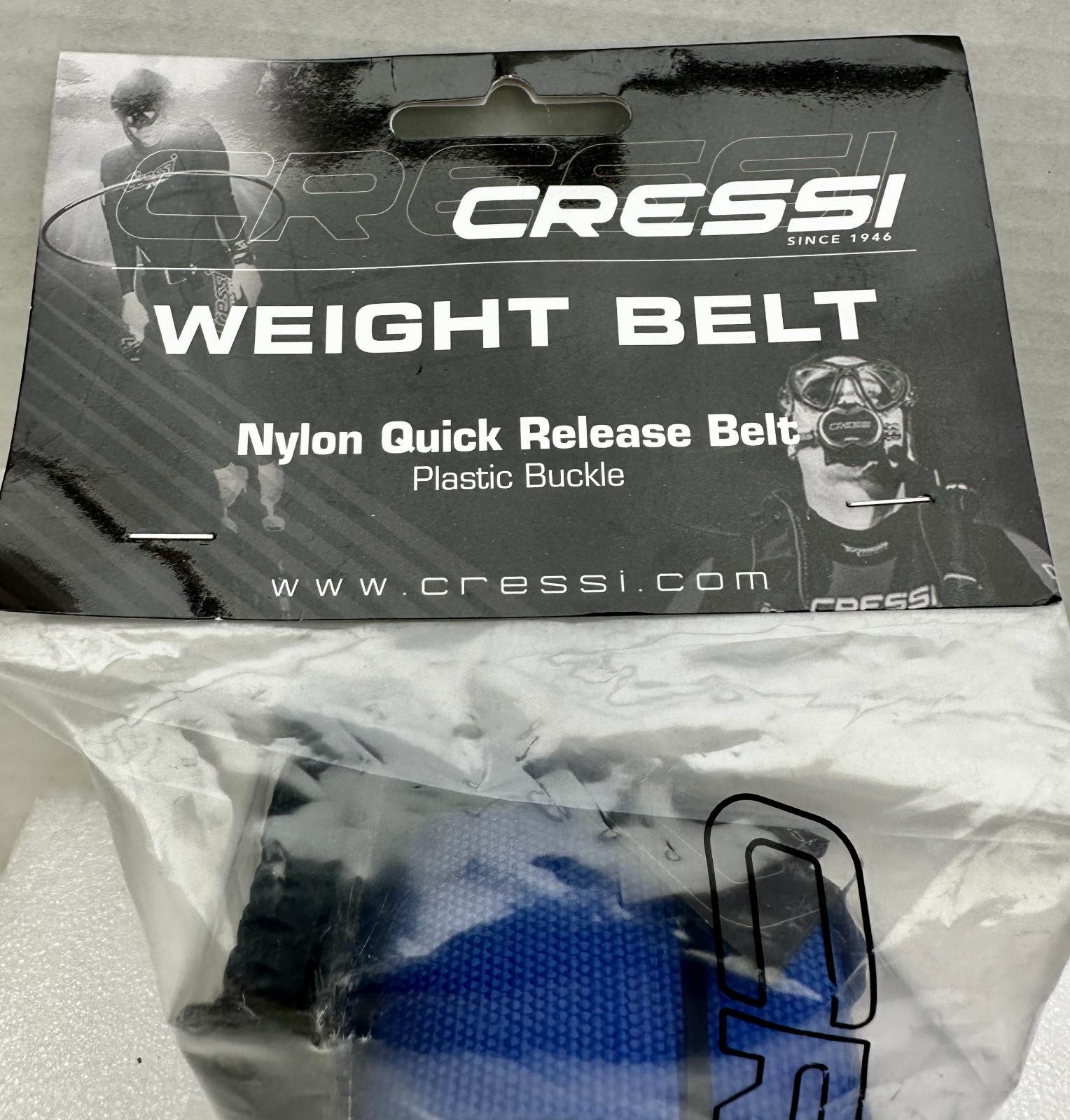 Cressi Weight Belt Nylon Quick Release Plastic Buckle Scuba Diving Belt Blue