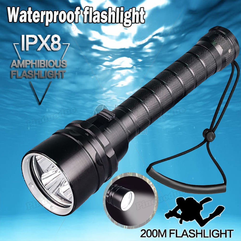 Scuba Diving LED Flashlight 3000 Lumens Unde Water 100 Meters Waterproof