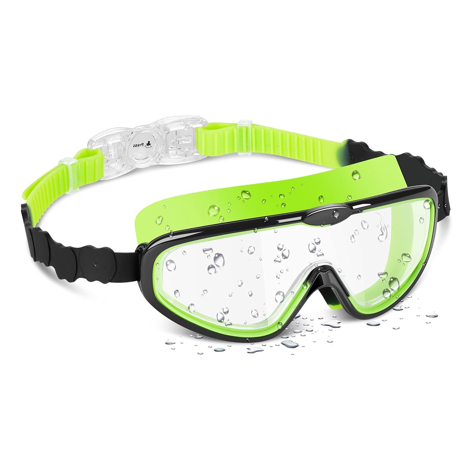 portzon Swimming Goggles Anti Fog One Size, Crystal Green