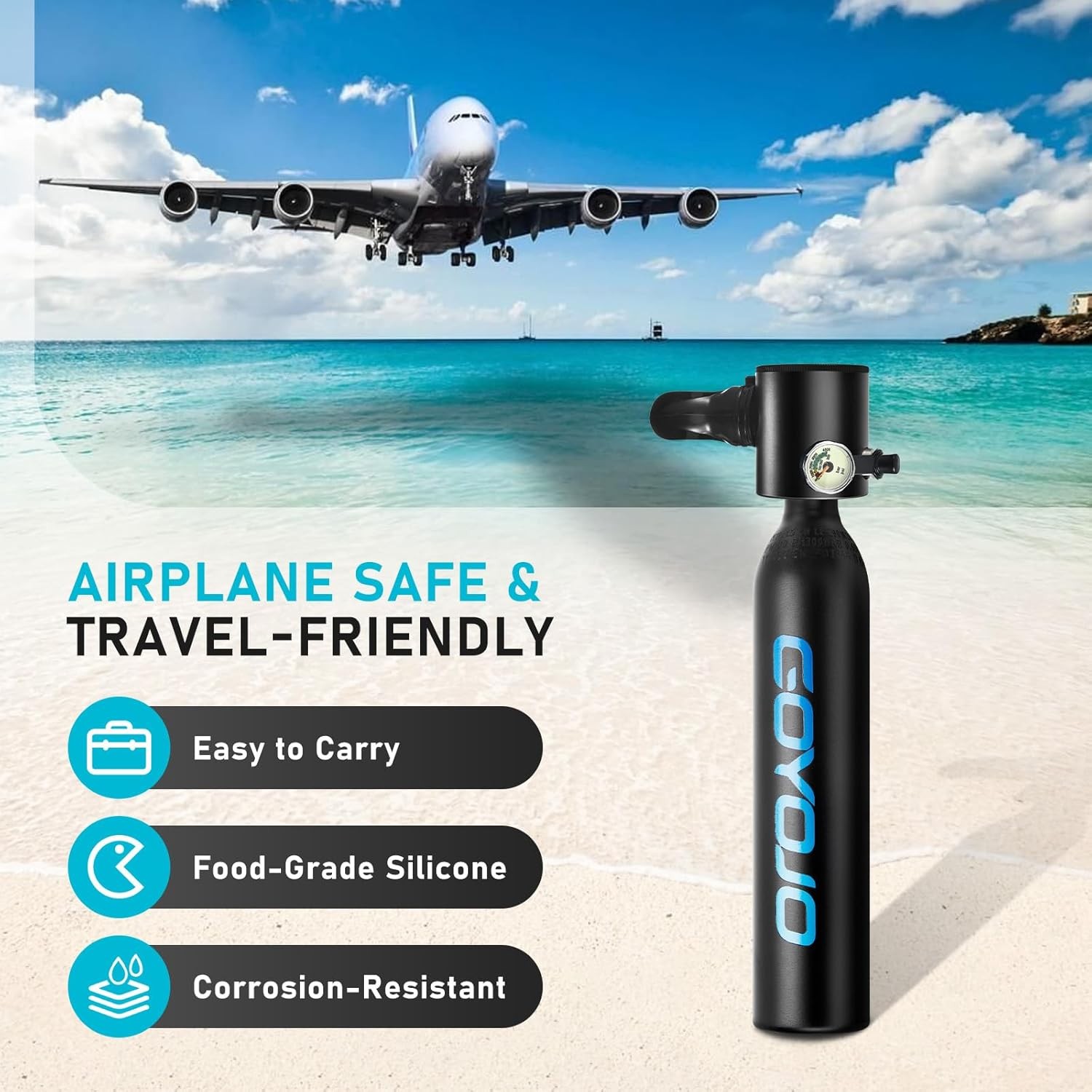 GOYOJO 0.5L Mini Scuba Tank with Pump 3000 PSI Portable Diving Lung Tank Kit