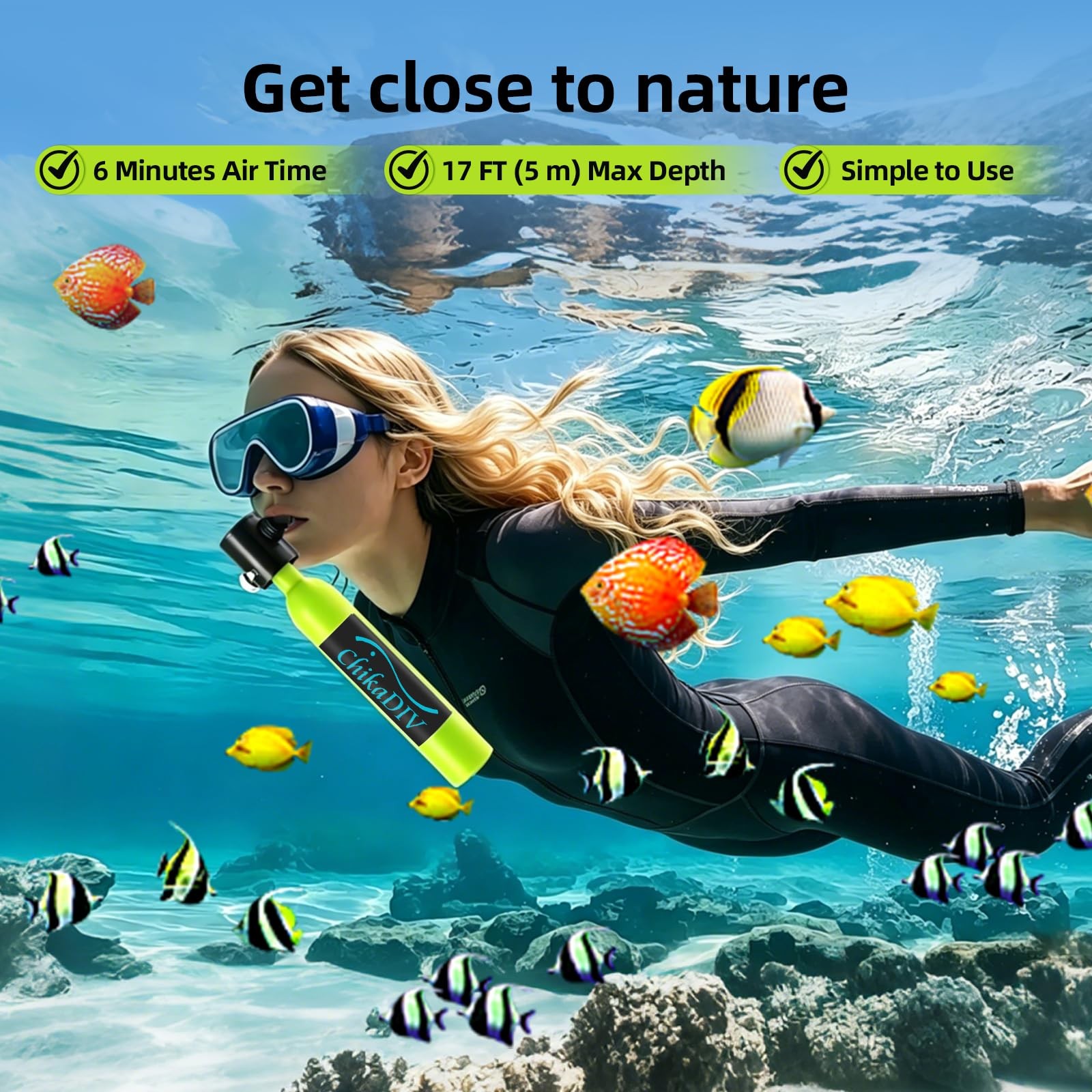 Mini Scuba Tank 0.5L Portable Diving Tank with DOT Certification Reusable Und…