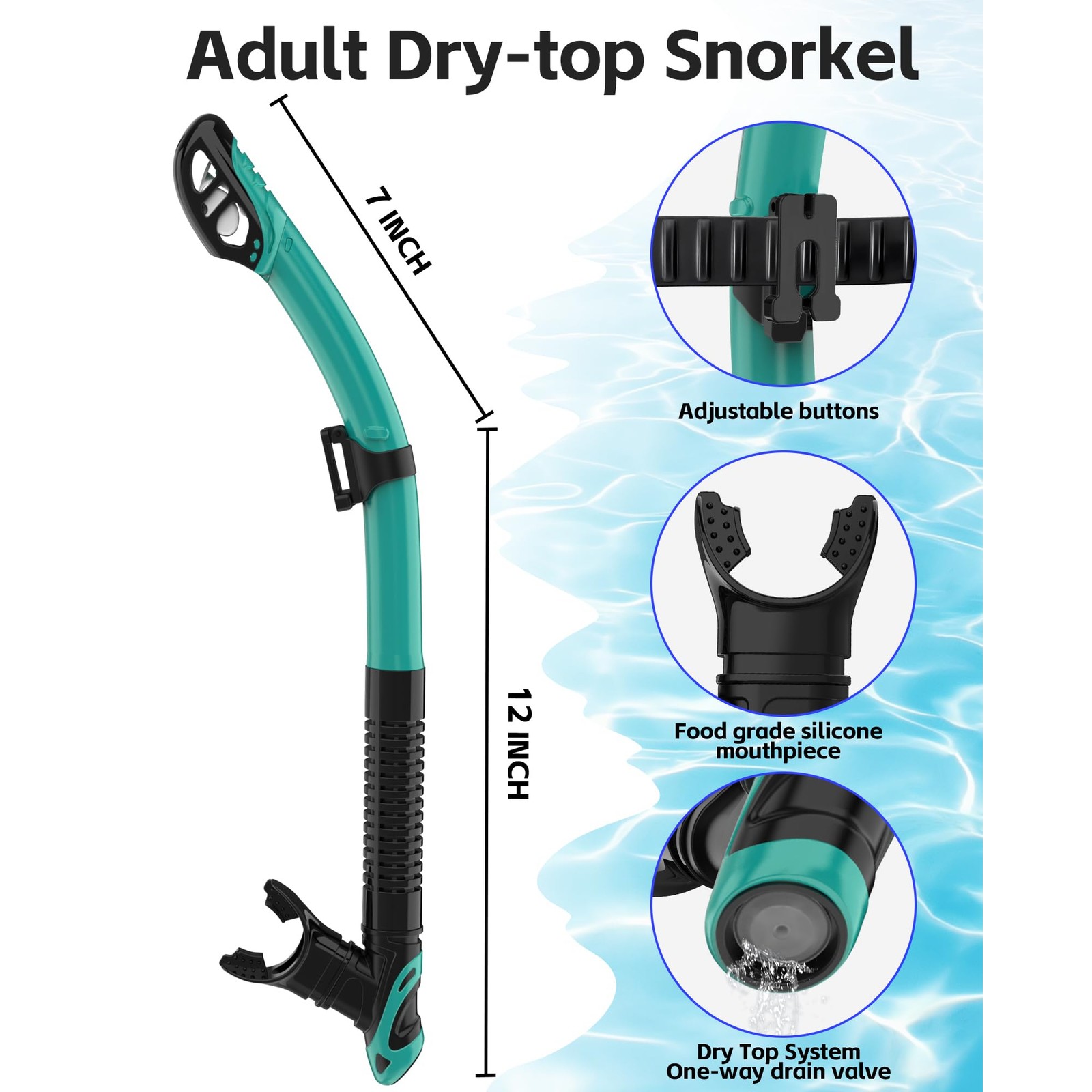 Adult Dry Snorkel Set Mirrored Lens Anti Fog 180 Wide View Scuba Diving Mask