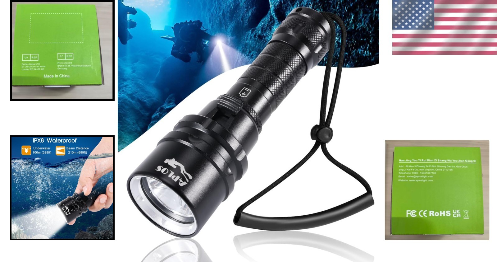AP20 Scuba Diving Flashlight – Tough Aluminum, 2000 Lumens for Underwater Safety