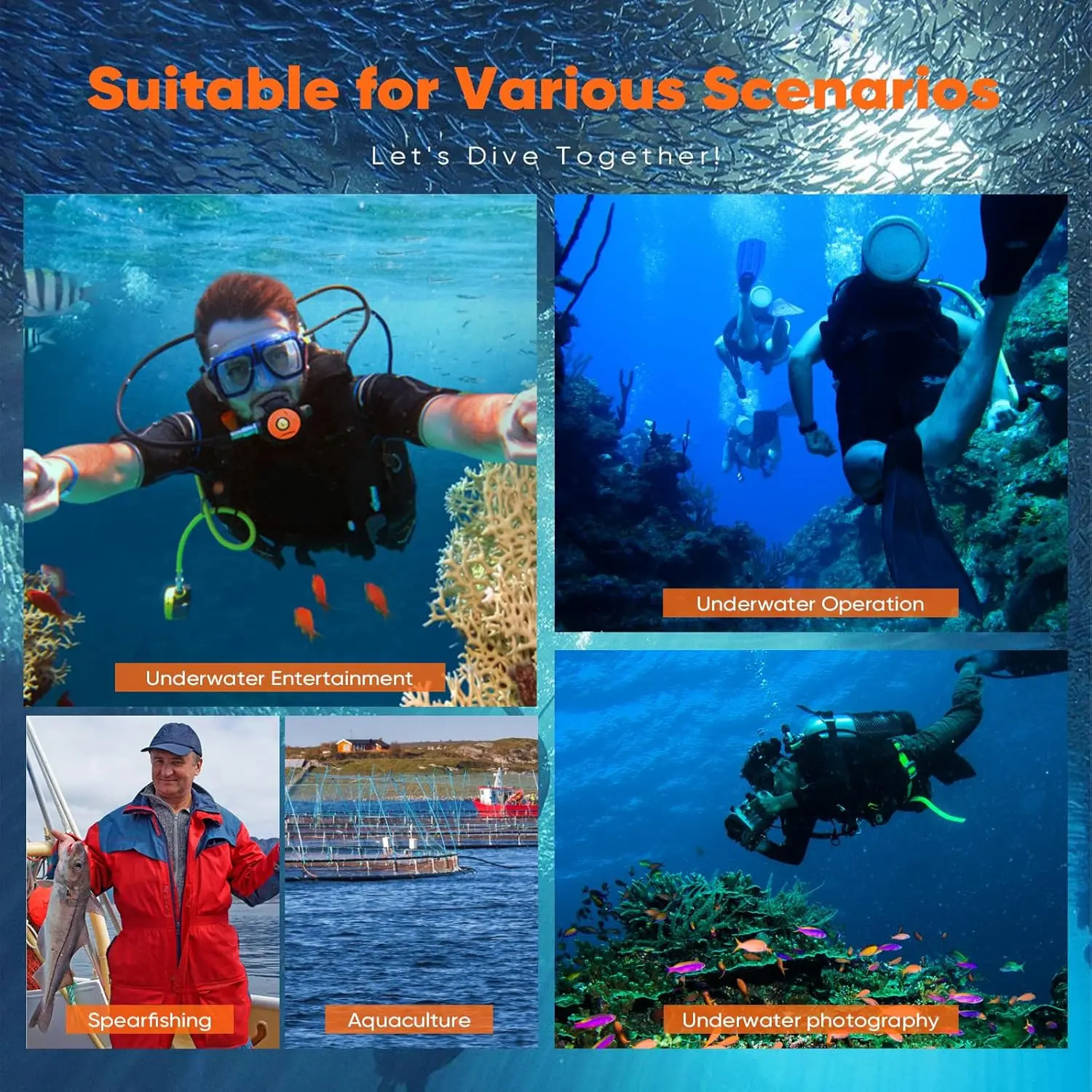 Portable Scuba Snorkel Hookah Swimming Underwater 15 Meters Diving Ventilator