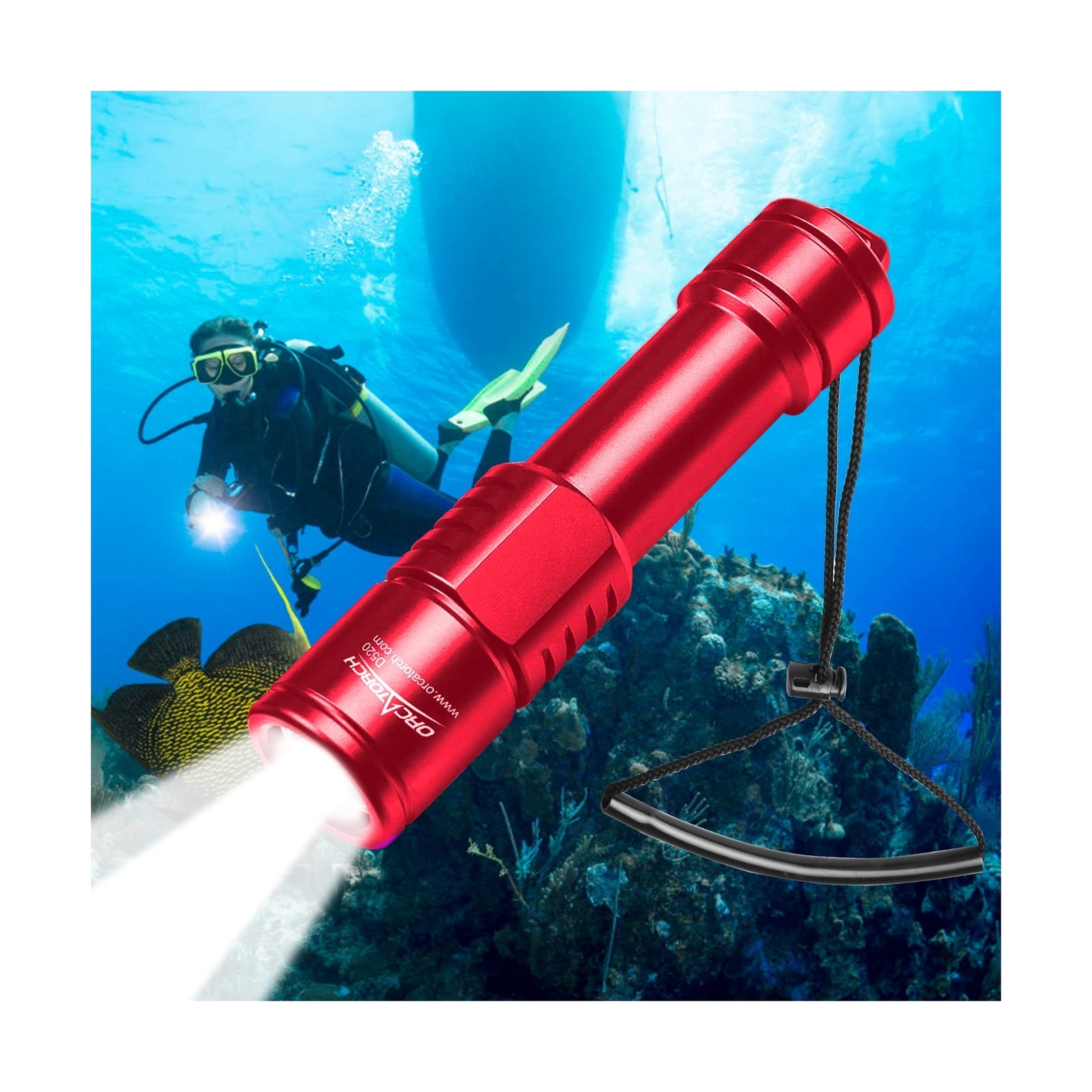 ORCATORCH D520 Scuba Dive Light 1000 Lumens Compact Diving Flashlight IP68 Wa…