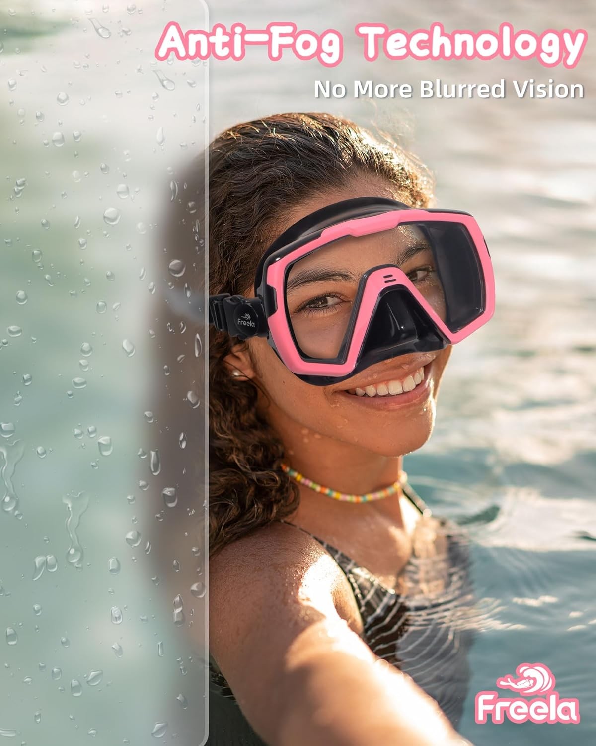 Freela Kids Swim Goggles with Nose Cover for Purple-Green & Black-Pink