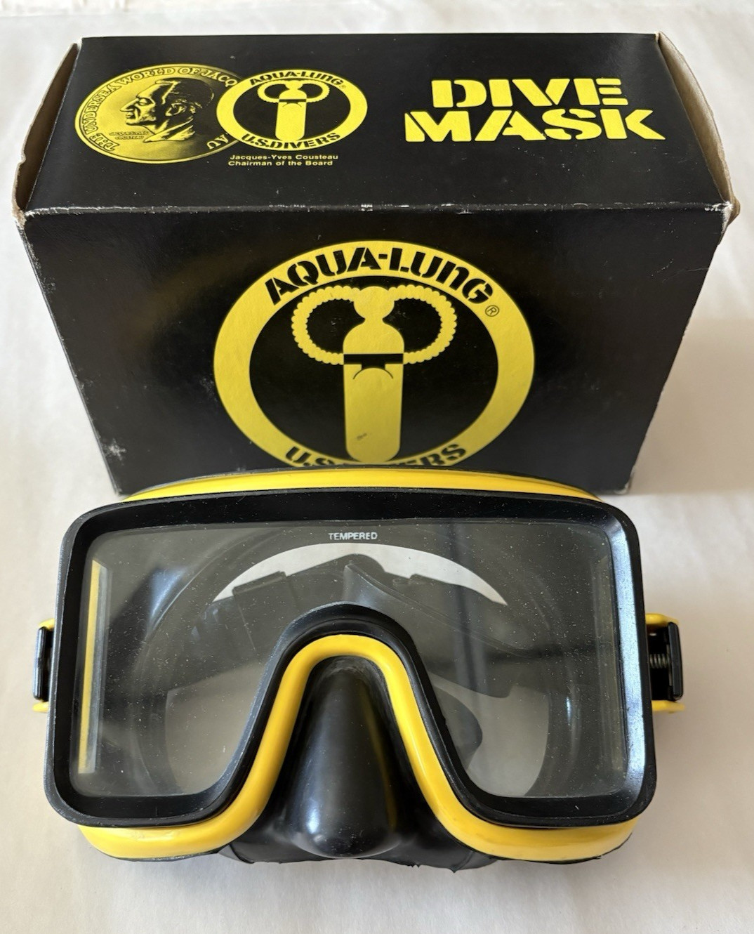 AQUA LUNG DIVE MASK-U.S. Divers-Jacques Cousteau-Vintage in Original Box