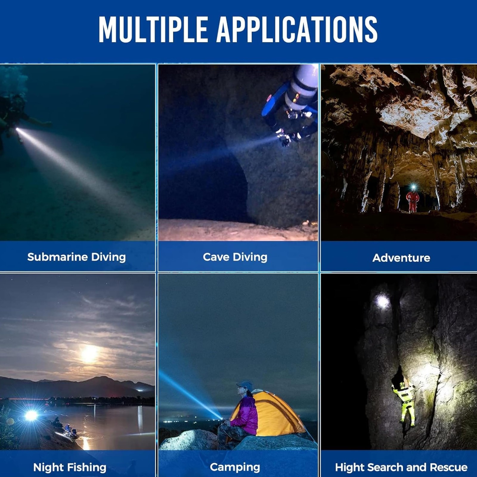 Orcatorch D550 Dive Light 1000 Lumens Scuba Diving Flashlight 3 Modes Ip68