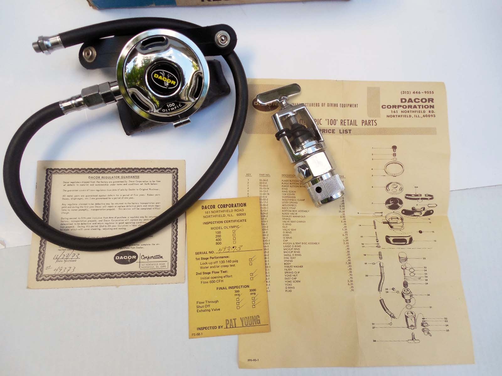 1960’s DACOR OLYMPIC 100 SINGLE HOSE REGULATOR – VERY RARE, NEW IN BOX!