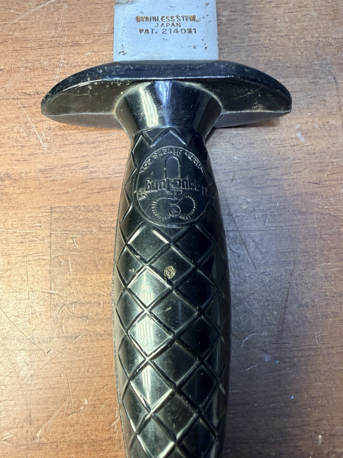 Vintage 1960s Aqua Lung US Divers Knife w/ Sheath, Stainless Steel, Japan