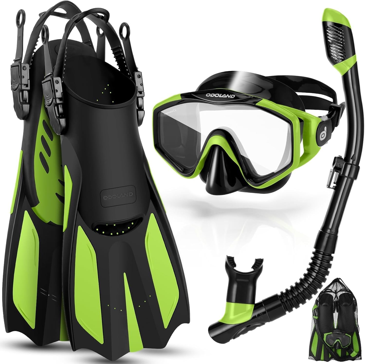 Snorkel Set, Adults Snorkeling Packages with Dry Top Diving Mask, Adjustable Swi
