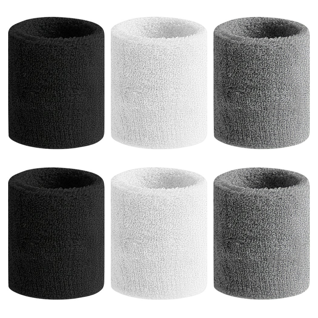 BEACE Sweatbands Sports Wristband for Men & 6.5 x 3 x 0.2″, Black/White/Gray