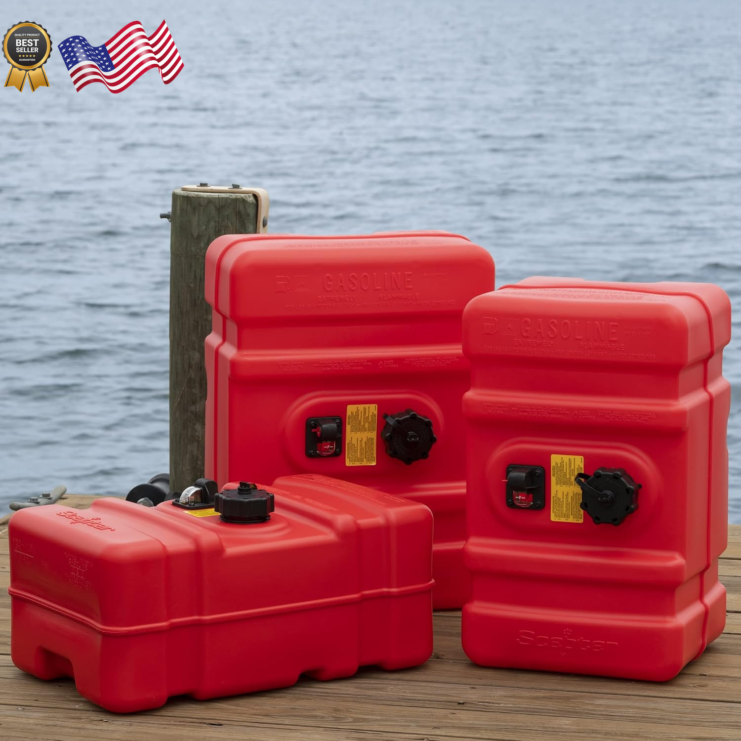 Marine Boat Fuel Tank Gas Can Storage Tall Profile Container Portable 12 Gallon
