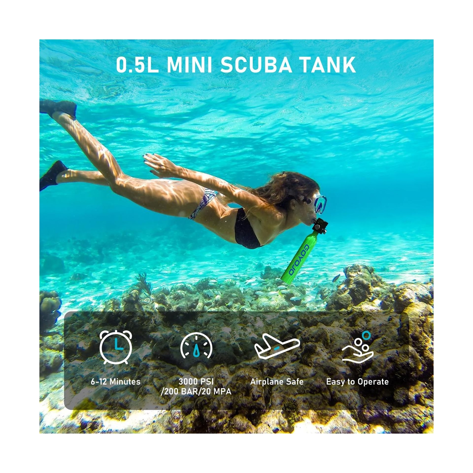 GOYOJO 0.5L Mini Scuba Tank with Pump, Portable Diving Tank, Lung Tank Kits w…