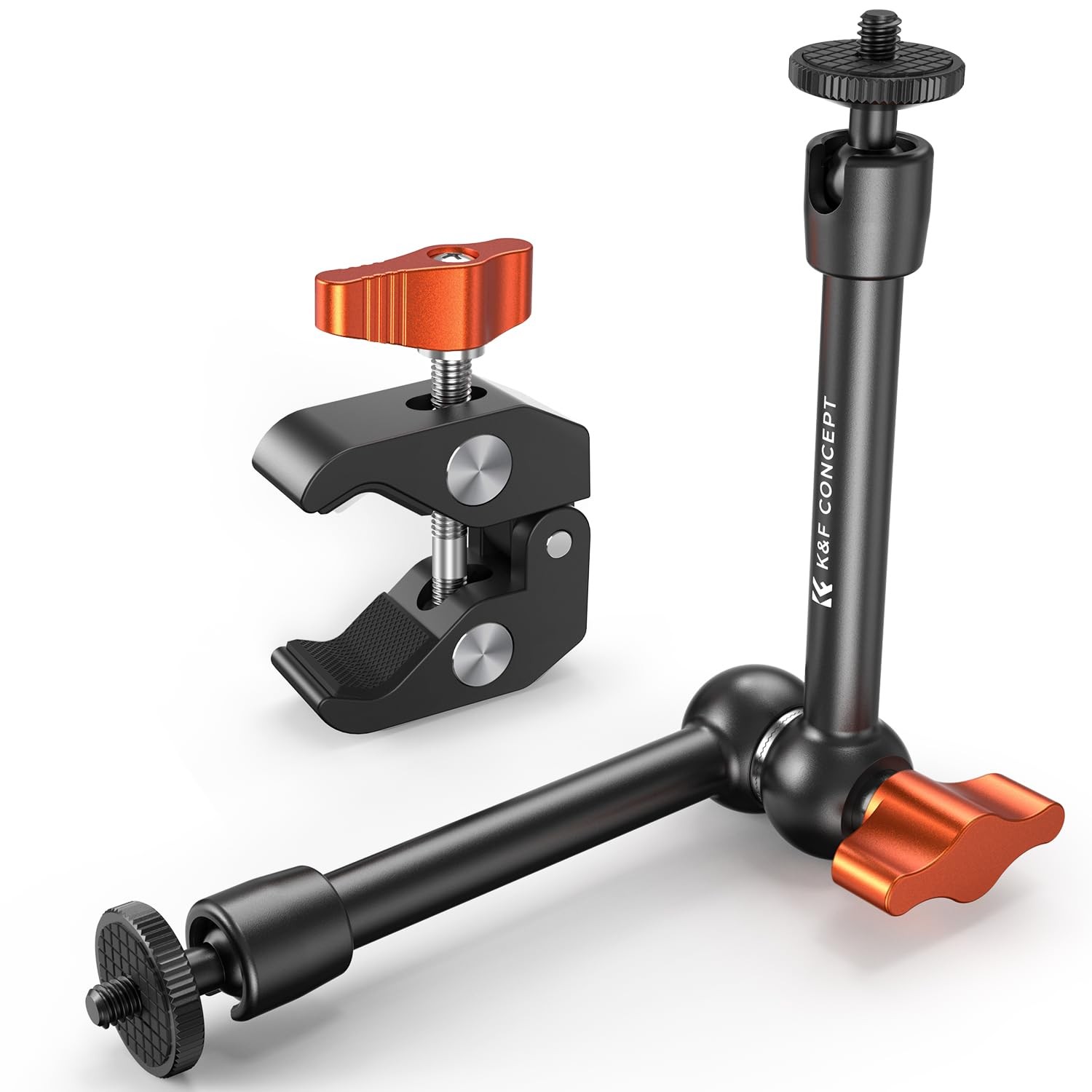 K&F CONCEPT 9.8″ Magic Arm Clamp Kit with 1/4″ & 3/8″ Thread 9.8-Inch, Black