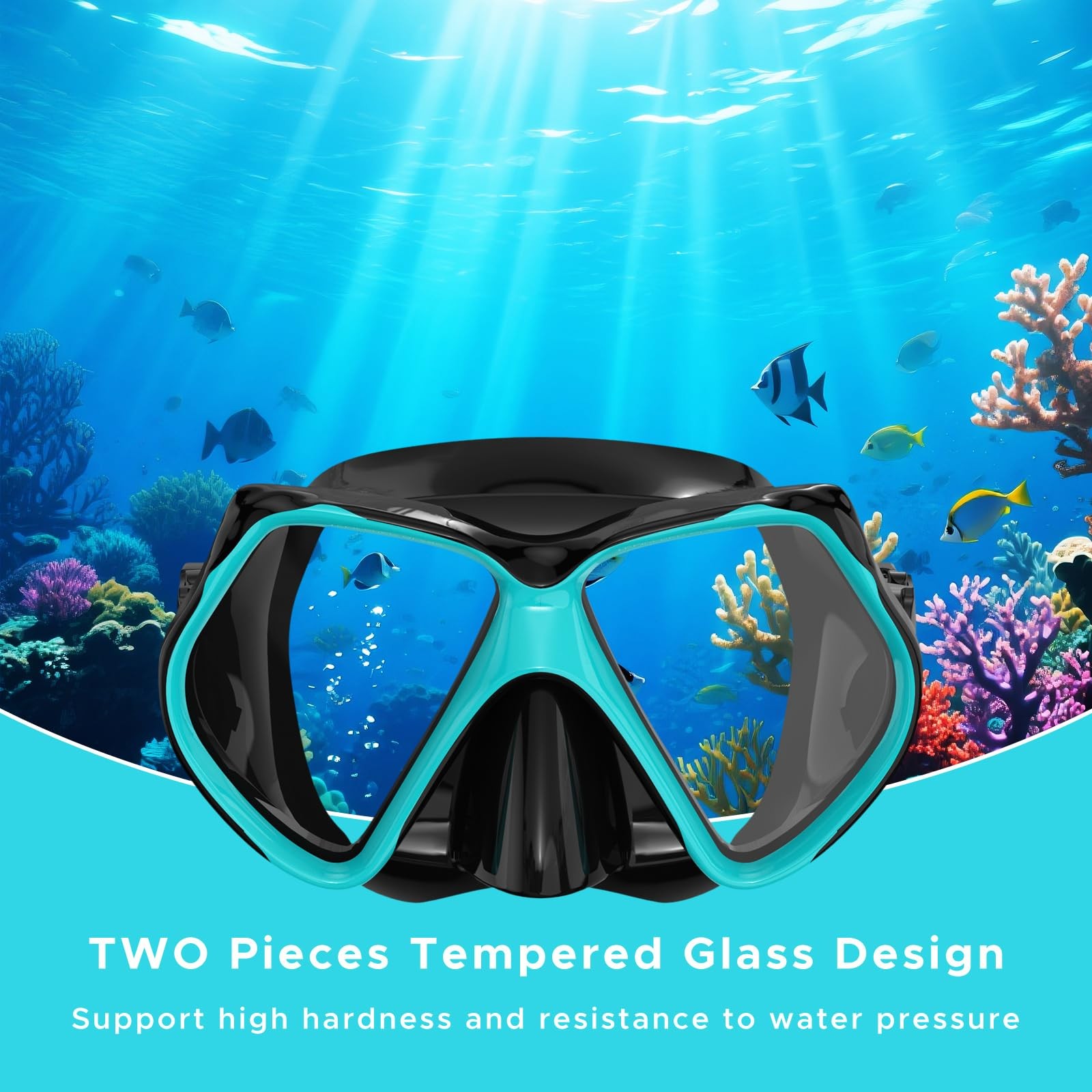 Snorkeling Gear for Adults, Dry Snorkel, Mask Set Adult, Diving Gray+Green