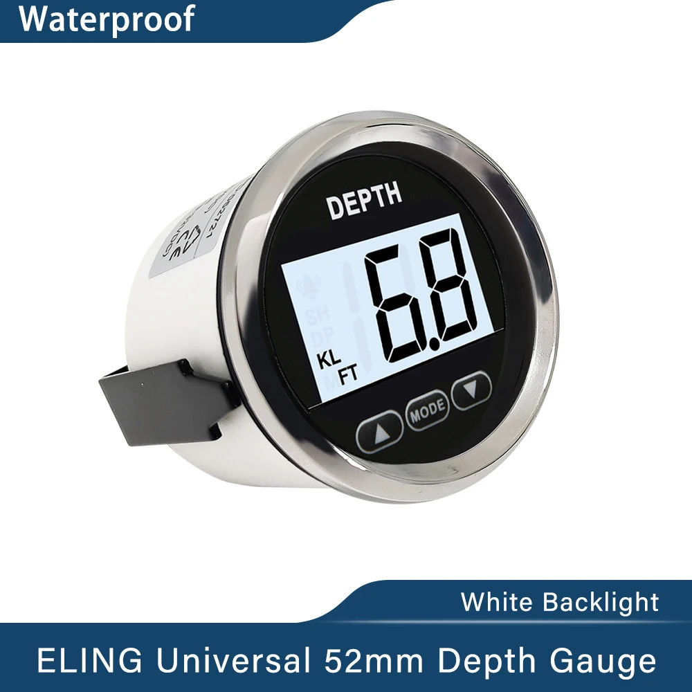 Newest 52mm Digital Depth Gauge Indicator for Yachts Fishing Boats Universal 12V