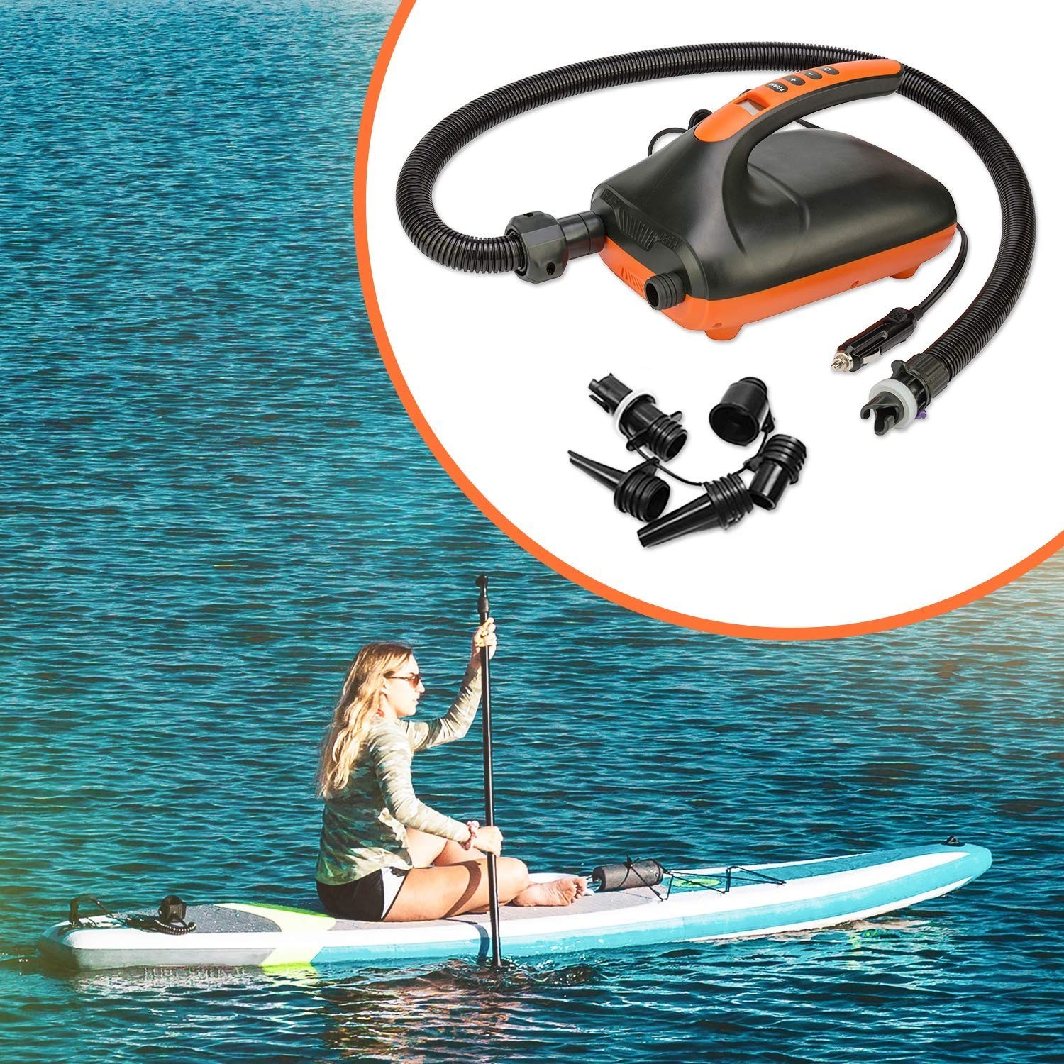 20PSI High Pressure SUP Electric Air Pump,Dual Stage Inflation Paddle Board P…