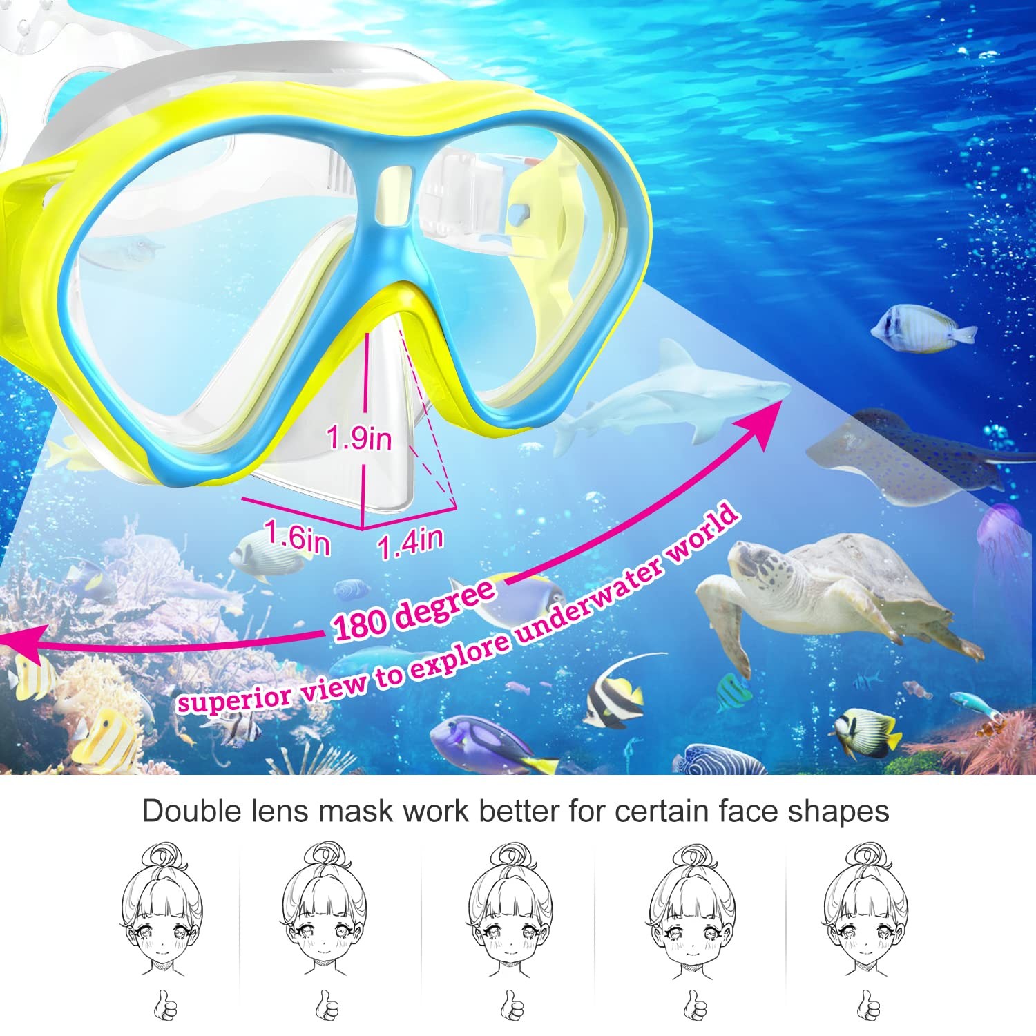 Gintenco Kids Snorkel Set, Diving Mask for Children as Unisex Yellow/Blue