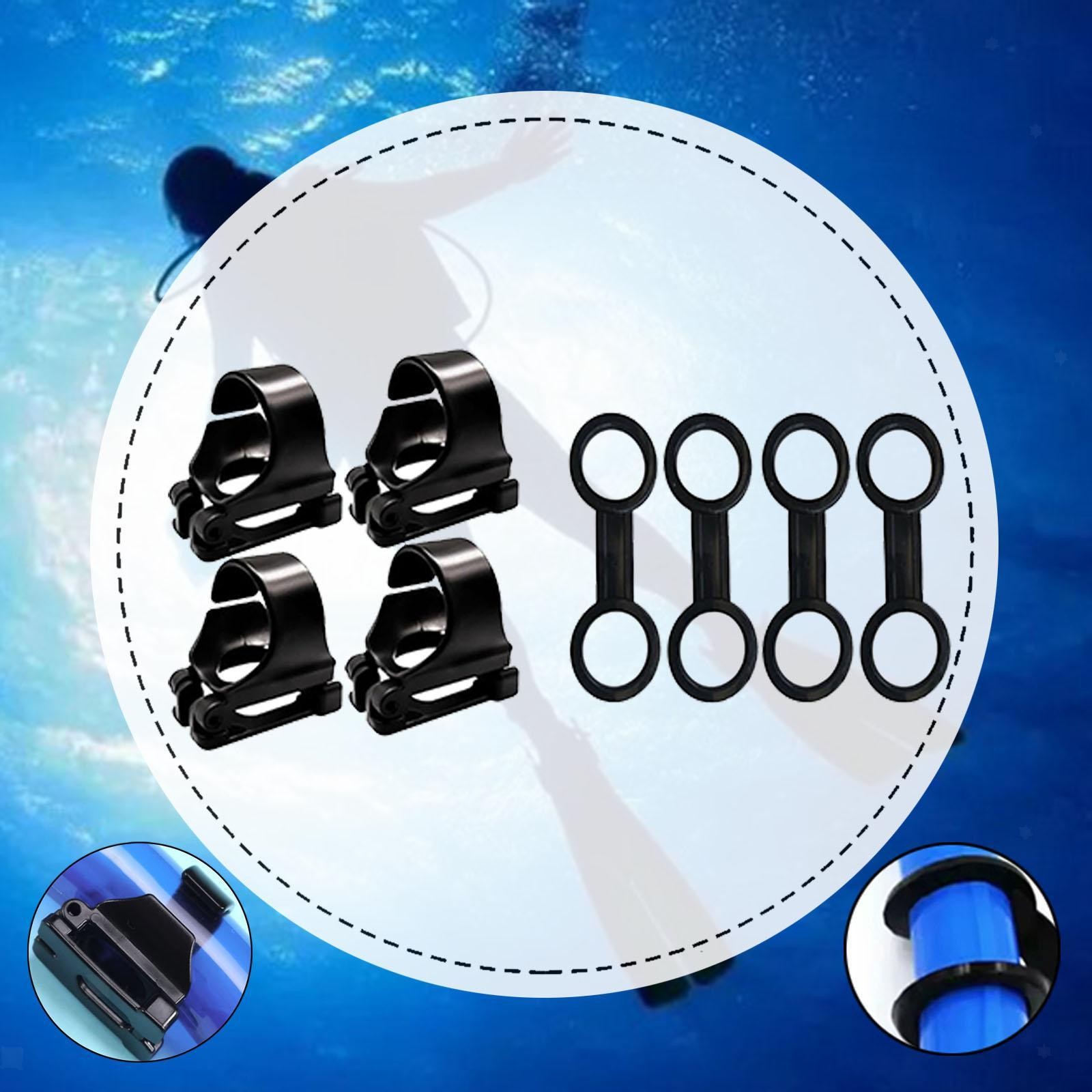 8x Scuba Diving Clips Silicone Snorkel Mask Strap Keepers Lightweight