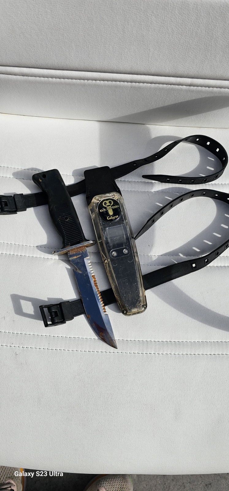 Vintage US Divers Calypso Knife Stainless Steel W Case Made In Taiwan Used