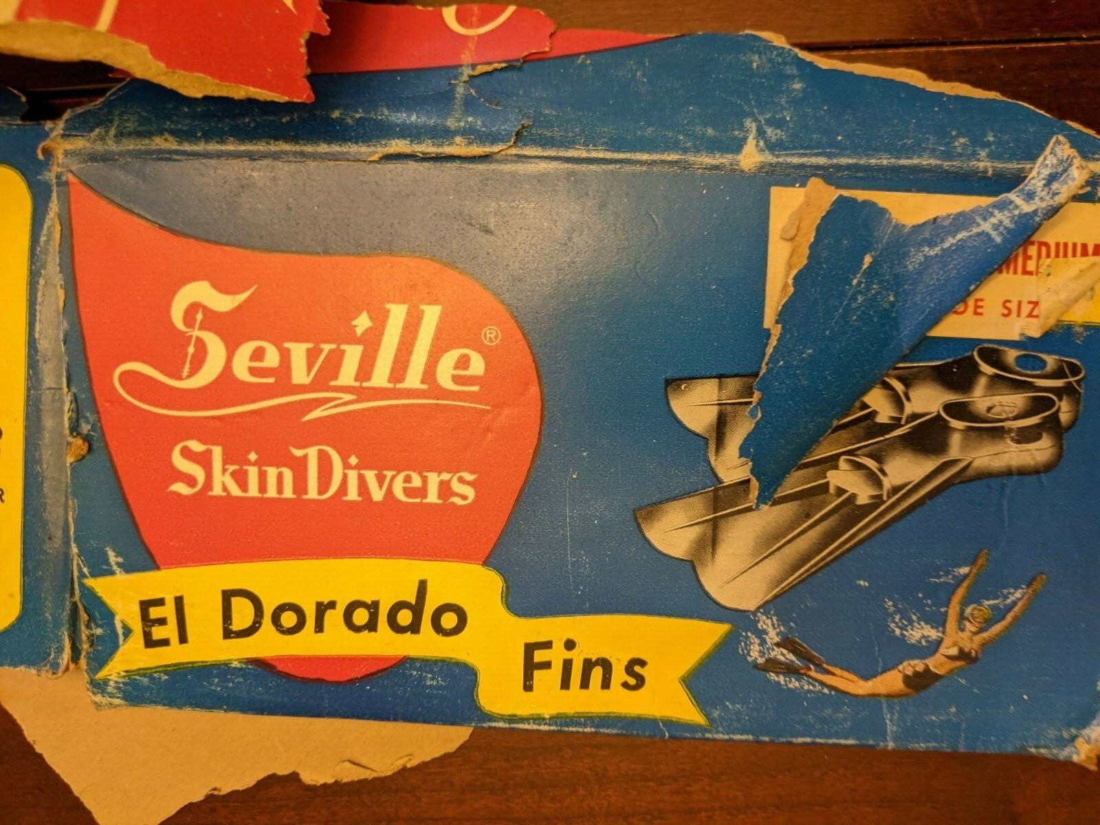 Vintage Seville skin divers fins El Dorado flippers ocean sea original box rare!