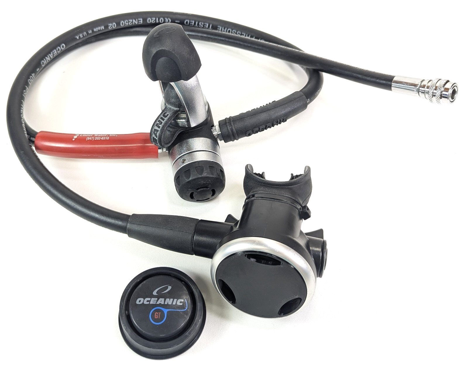 Oceanic GT DX4 Regulator Set Scuba Dive 1st & 2nd Stage + Inflator Hose #5531