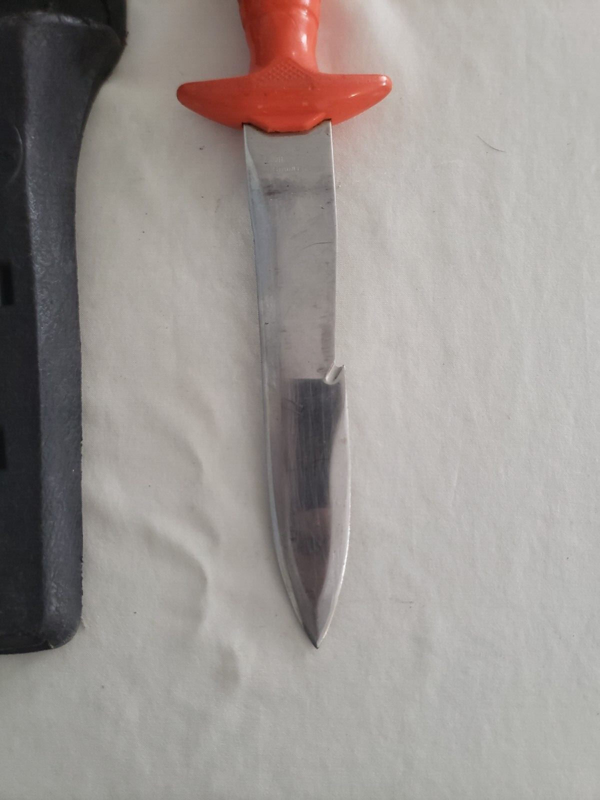 AMF Swimaster Dive Knife, Serrated, Stainless Steel, Orange Handle, Black Sheath