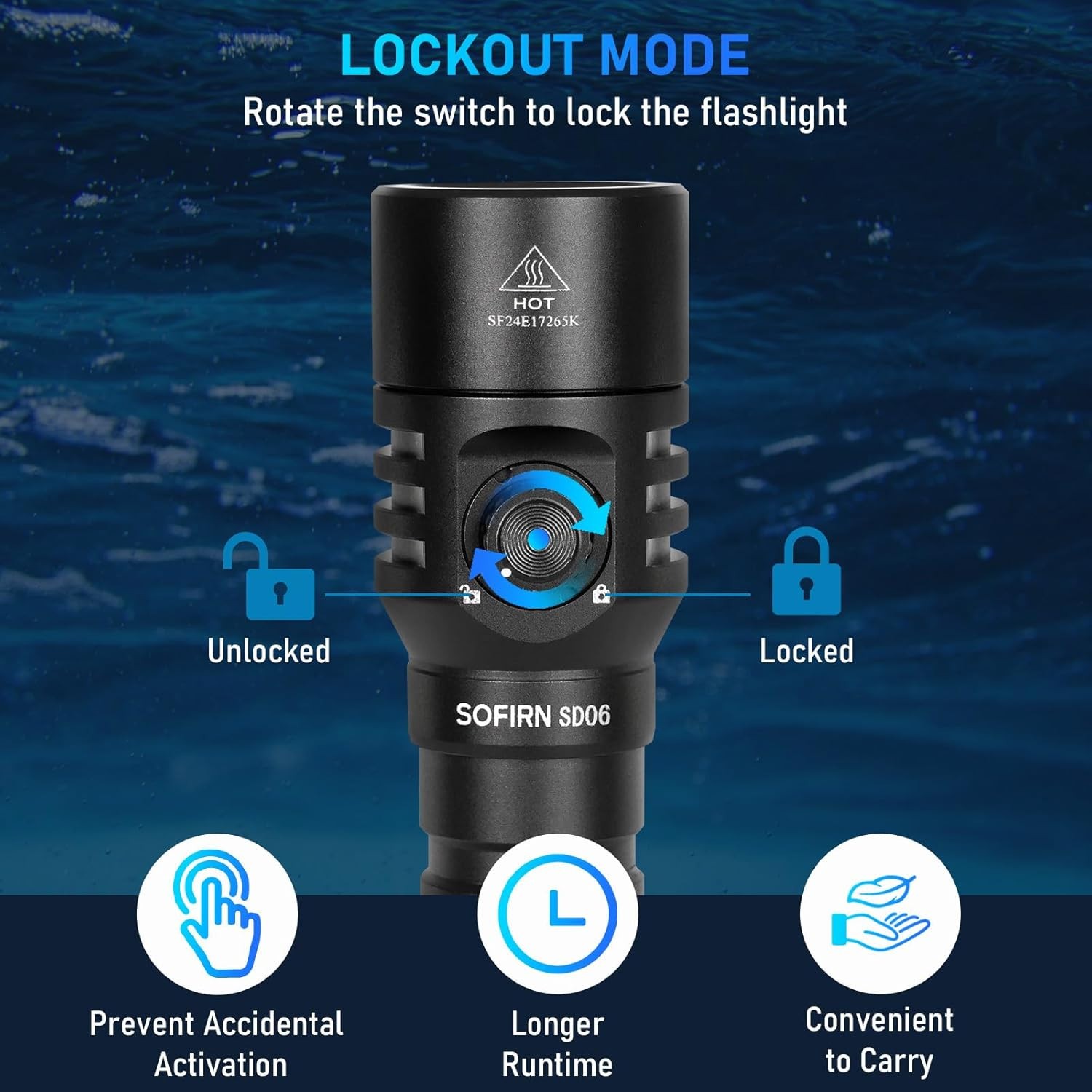 Sofirn SD06 Scuba Diving Flashlight, 3200 High Lumens (6500K)