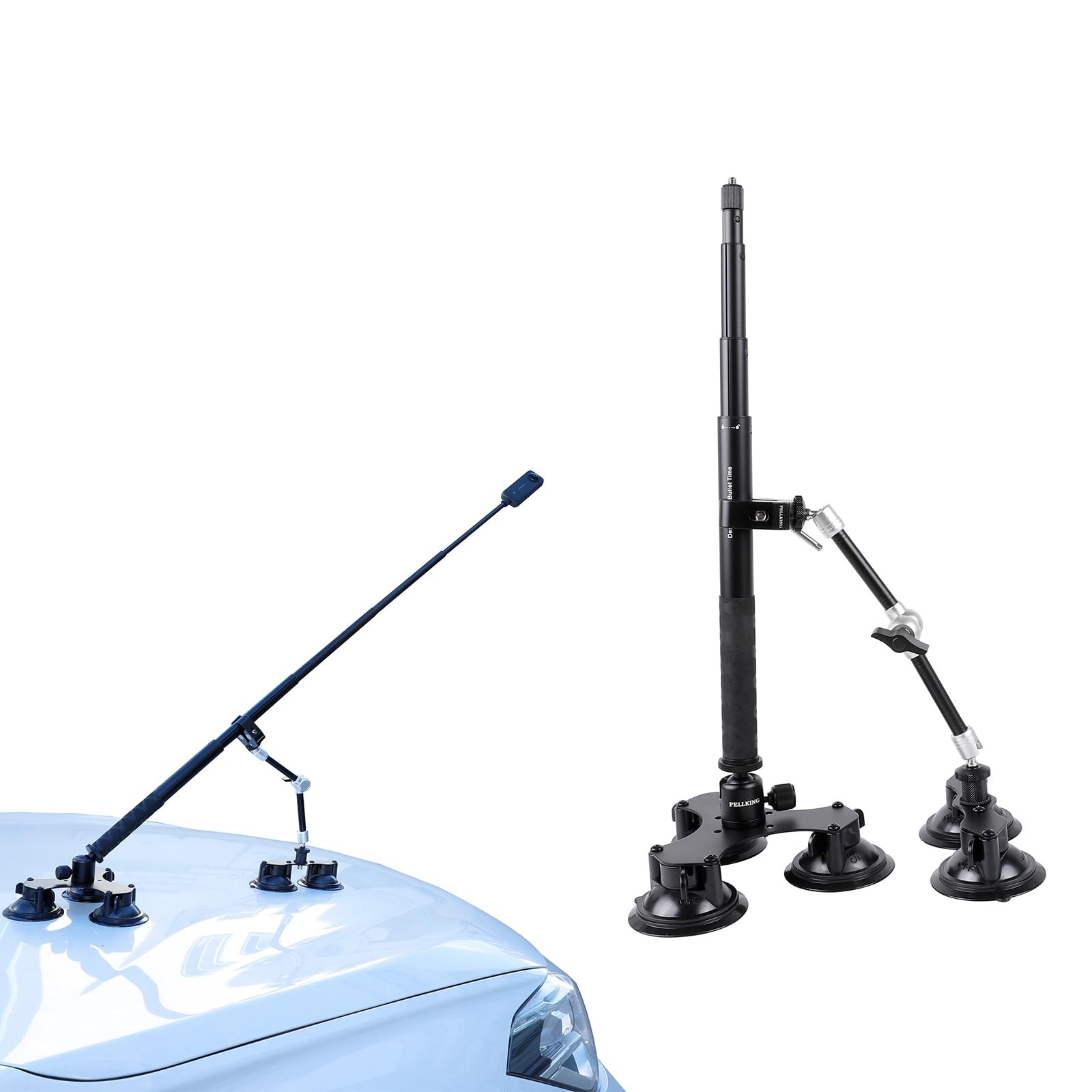 PellKing Suction Car Mount Kit for Insta360 X5/X4, X3,GO 3, 4 in1 Black
