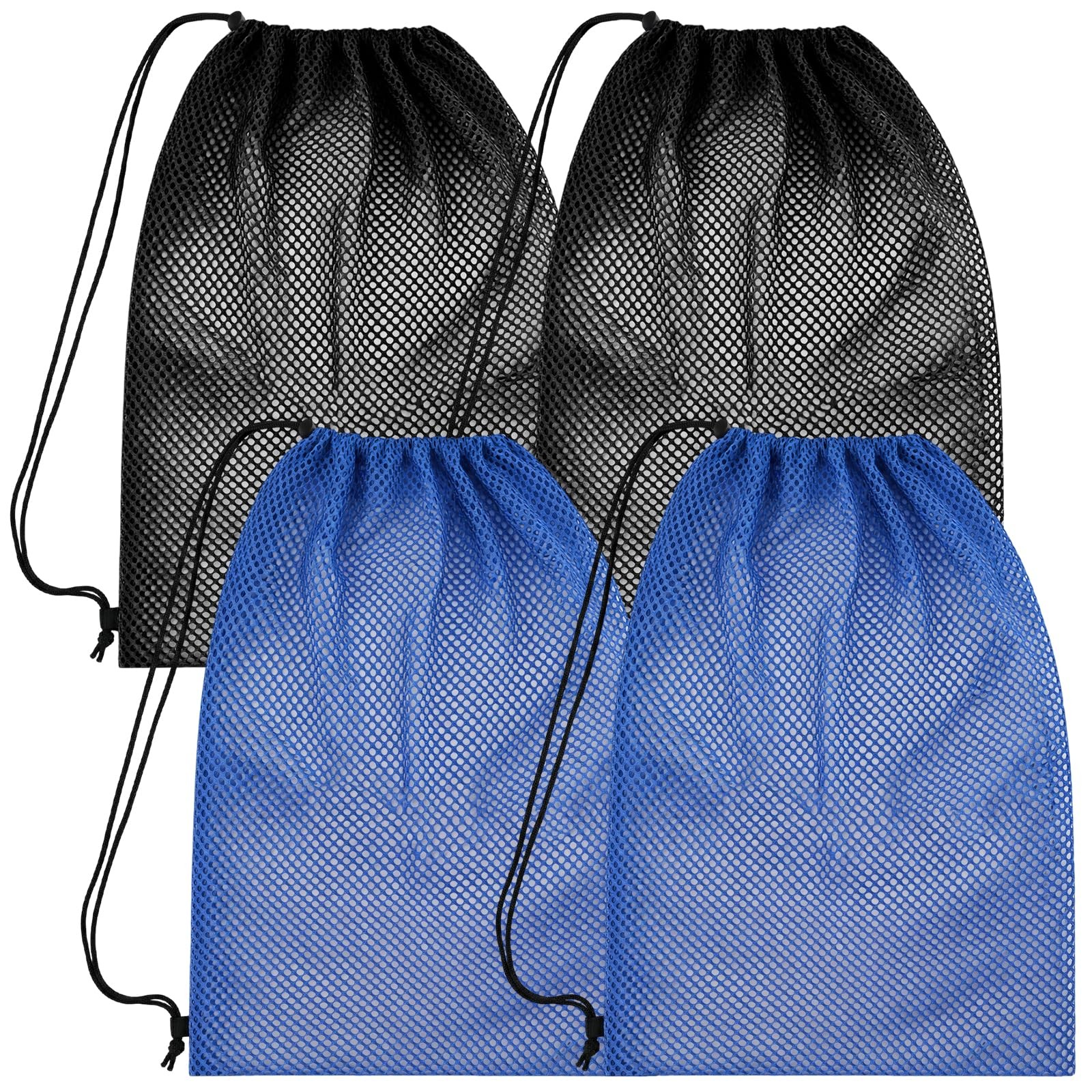4Pcs Mesh Gear Bag for Snorkel, 19″ x 27″ Large 19 x 27in, 2 black + 2 blue