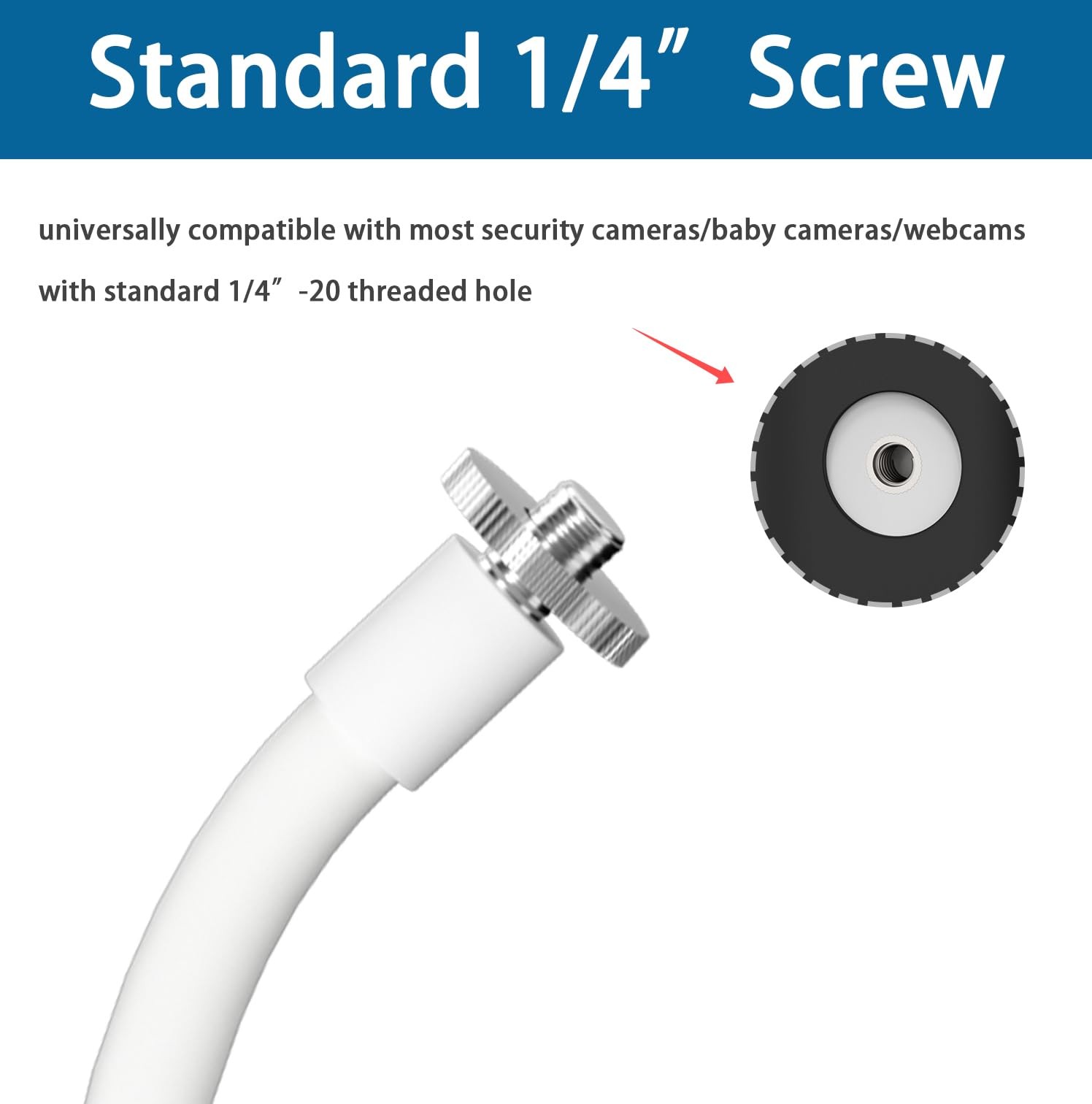 OkeMeeo Adjustable Gooseneck Clamp Mount for eufy Cameras, 1Pack, White