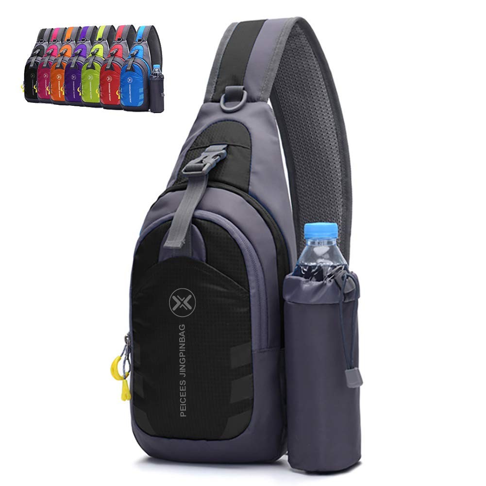 Peicees Chest Crossbody Sling Backpack Bag Travel Bike Gym Medium, Black