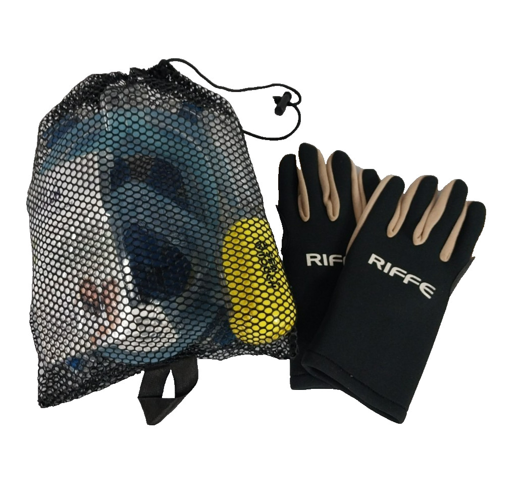 Sea Touch Full Face Snorkel Mask + Riffe 2mm Neoprene Dive Gloves Med Bundle
