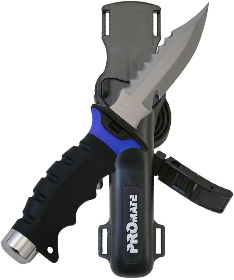 Versatile Ambidextrous Diving Knife with 5 Inch Blade for Snorkeling & Fishing
