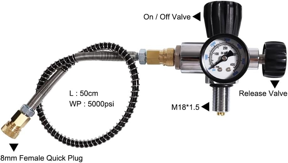 6000PSI High Pressure PCP Paintball Fill Station, 6000PSI Gauge, Stainless Steel