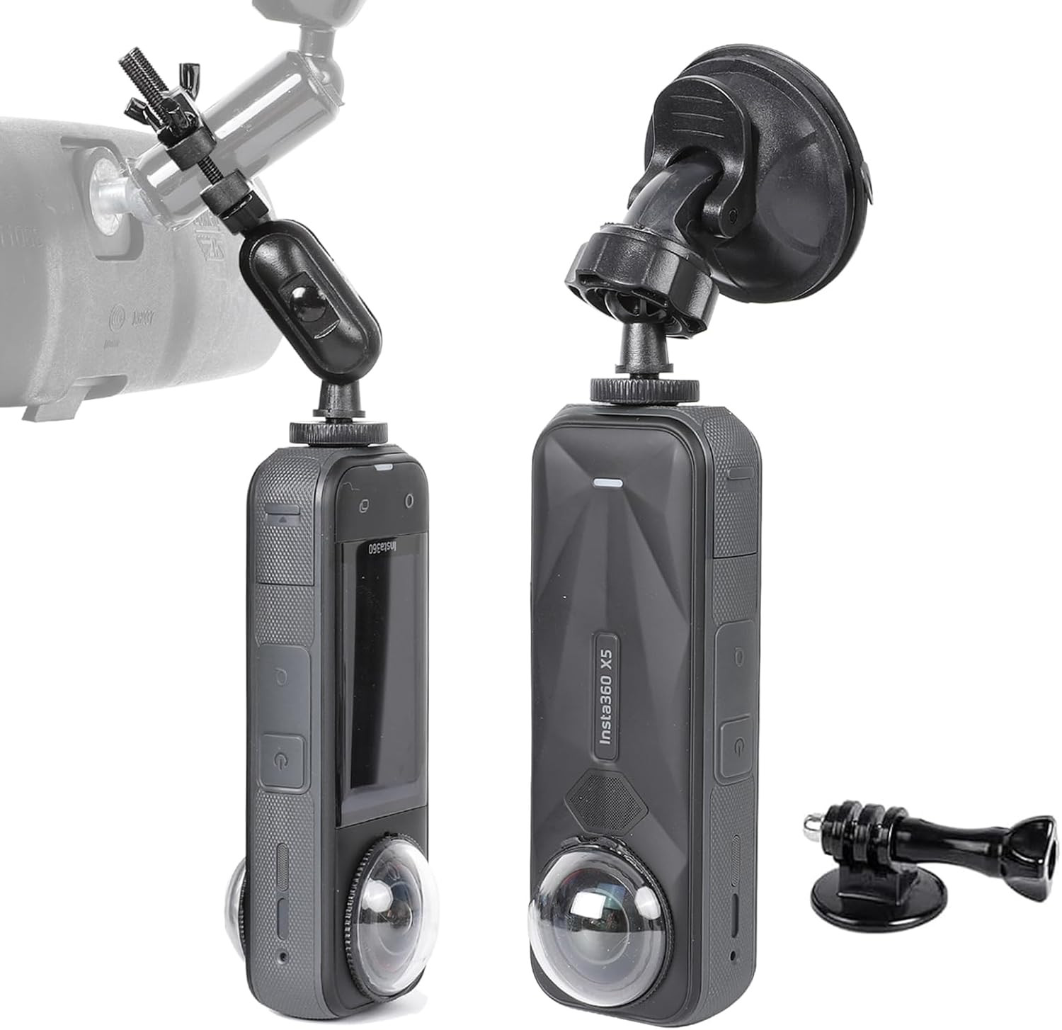 Rear View Mirror Holder Suction Cup Kit for Insta360 X5/X4/X3/X2/X,360 Rotation