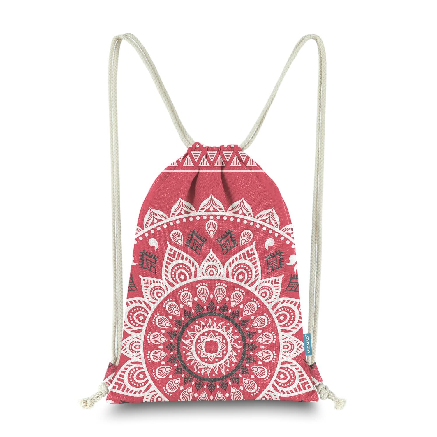 Miomao Drawstring Backpack Gym Sack Pack Mandala Style Large, Flame Scarlet