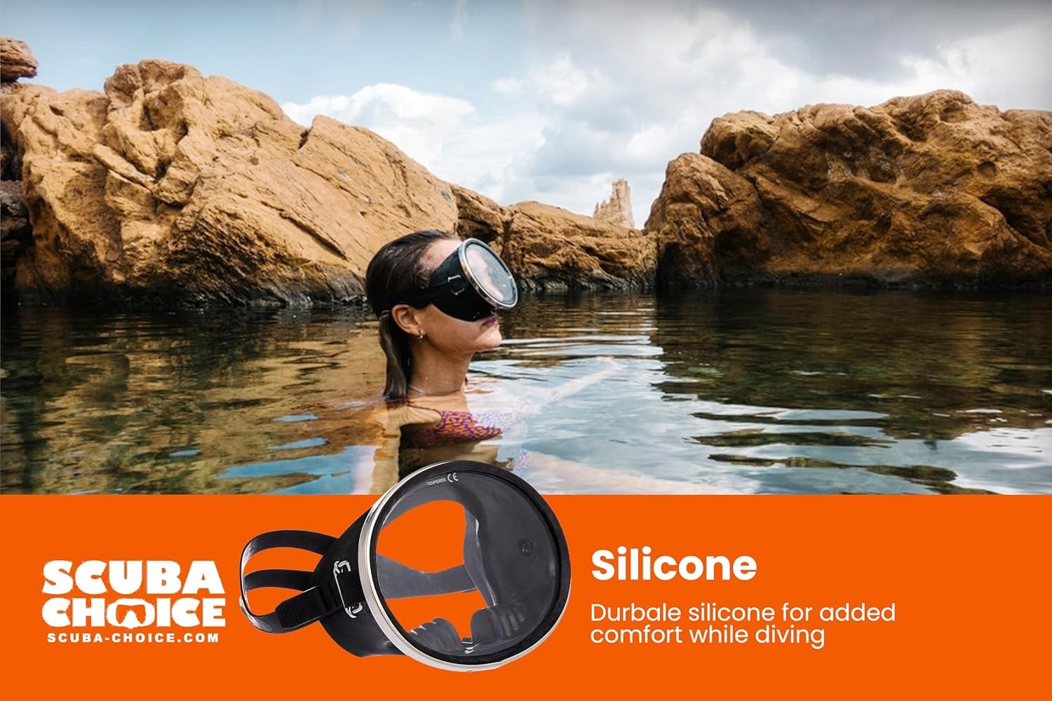 Spearfishing Free Dive Mask – Classic Rubber with Tempered Glass Lenses | Oval S