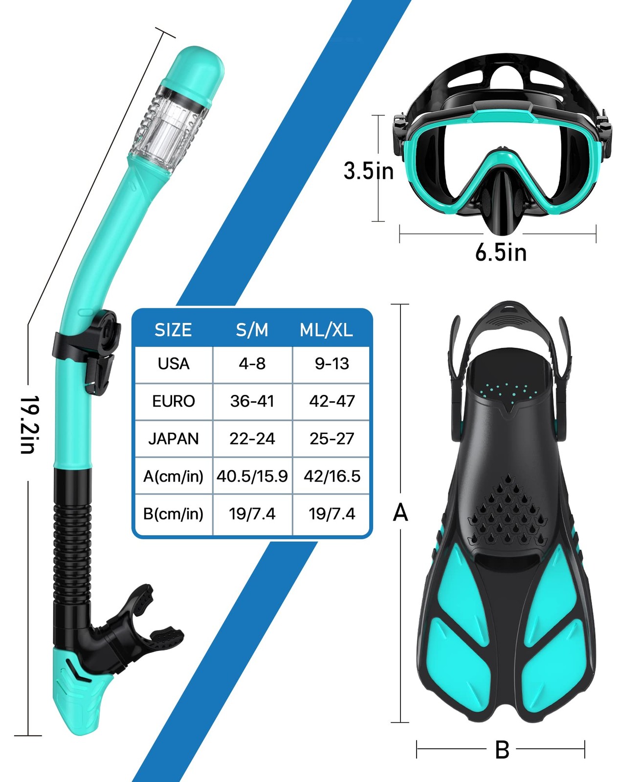 Snorkeling Gear for Adults Men Women,4 in 1 Snorkel Set with Panoramic View D…