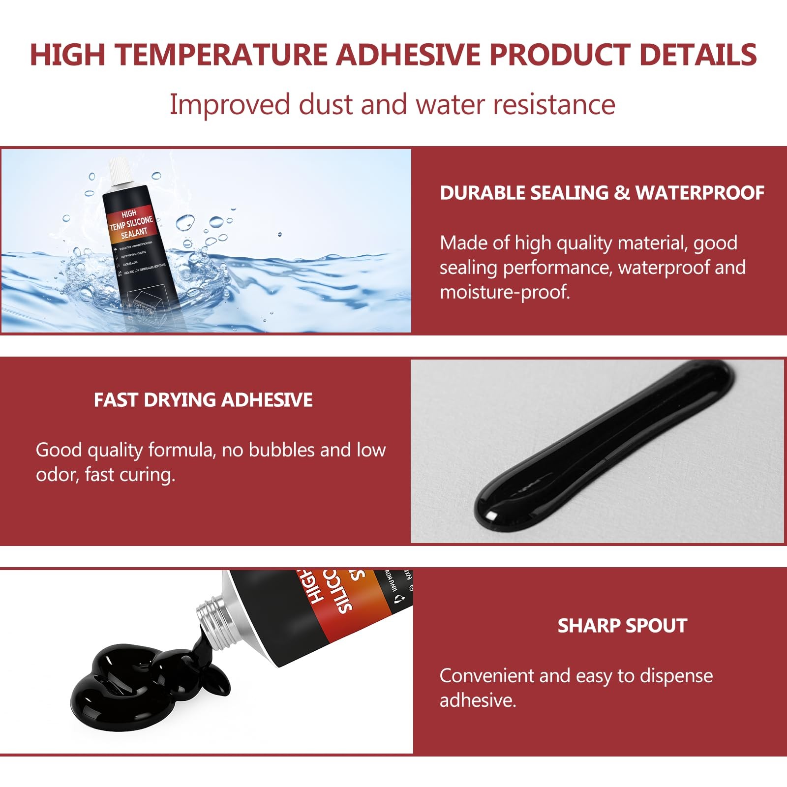 INNOVAYOU 100ml Black Oven Heat Resistant Glue, High Temperature Clear