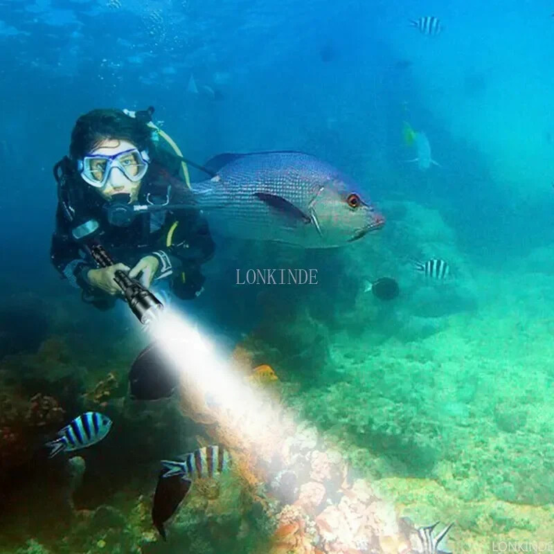 200m Underwater LED Scuba Dive Light Waterproof Rechargeable Diving Flashlight